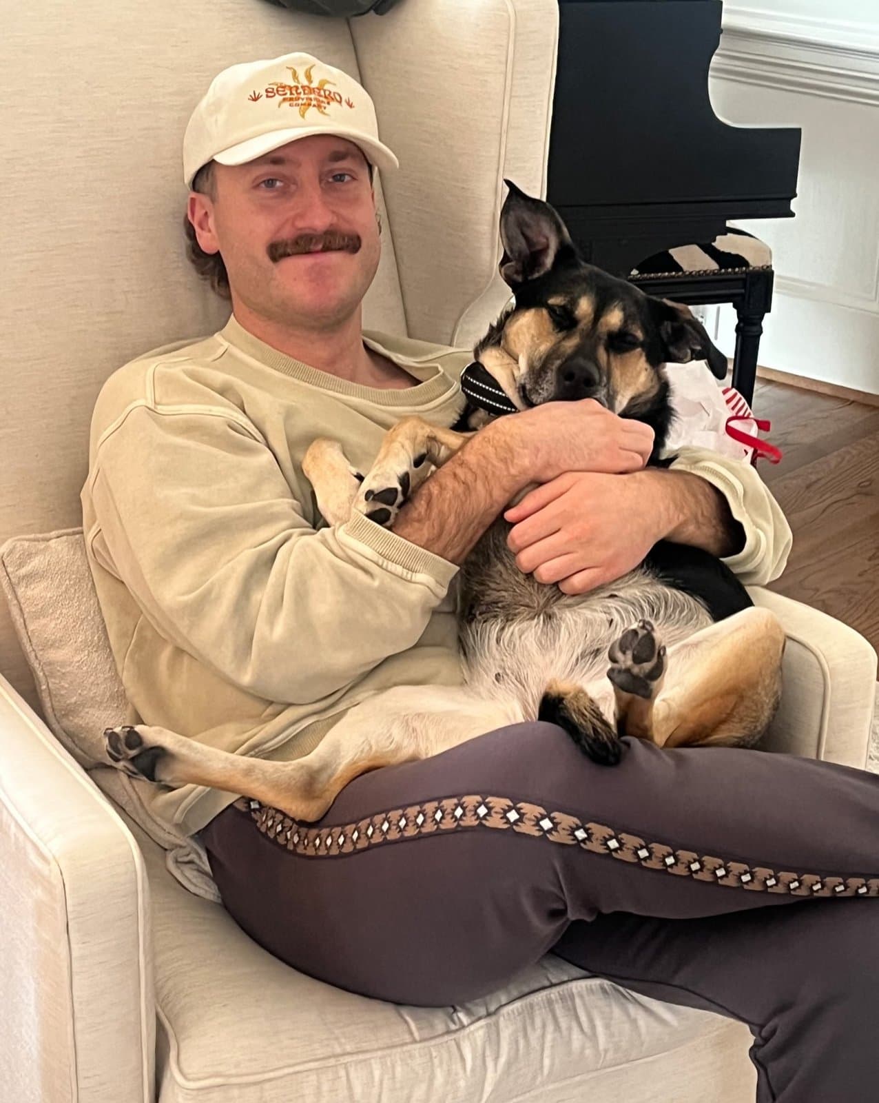Pierce Miller with a dog