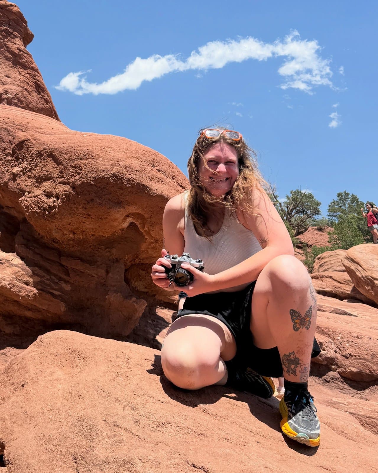 Dana Gentry with a film camera